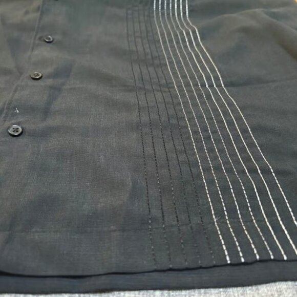 Cubavera Men's Striped Panel Dobby Short Sleeve Button-Down Shirt, Regular Fit - Picture 2 of 8